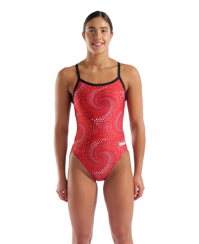 Strój kąpielowy damski Arena Women's Fireflow Swimsuit Challenge Black Team Red