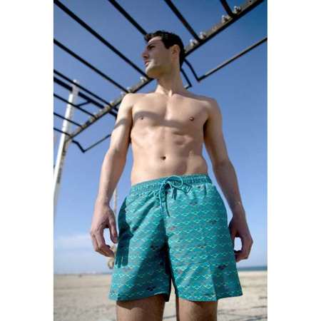 Spodenki szorty męskie Arena Men's Beach Boxer Allover Green Lake Logo