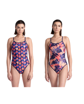 ARENA STROJE PŁYWACKIE WOMEN'S ARENA REVERSIBLE SWIMSUIT CHALLENGE BACK NAVY MULTI