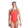Strój kąpielowy damski Arena Women's Rule Breaker Hooked Rev Swimsuit Black Fluo Red