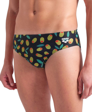 Kąpielówki slipy męskie Arena Men's Olives Swim Briefs Black-Multi 