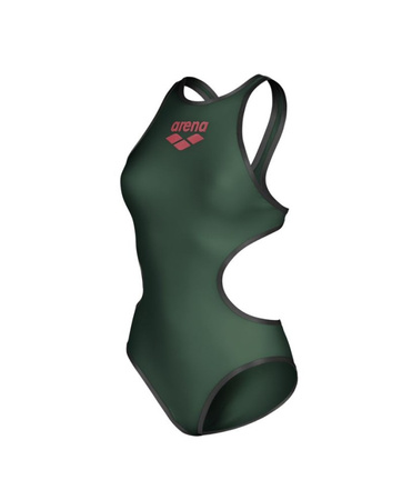 Strój kąpielowy damski jednoczęściowy na basen Arena Big Logo Dark Sage