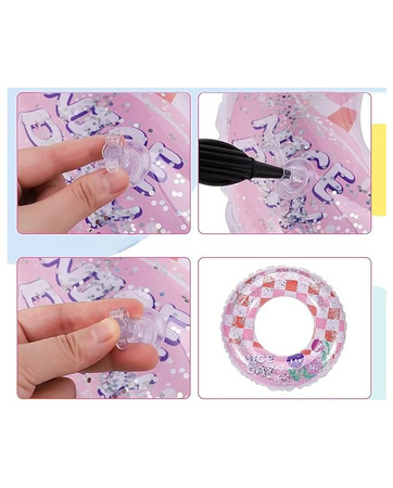 Koło dmuchane do pływania w kratę z brokatem Nice Day Pink