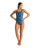 Strój kąpielowy damski Arena Women's Puzzled Challenge Back One Piece Navy Soft Green Multi