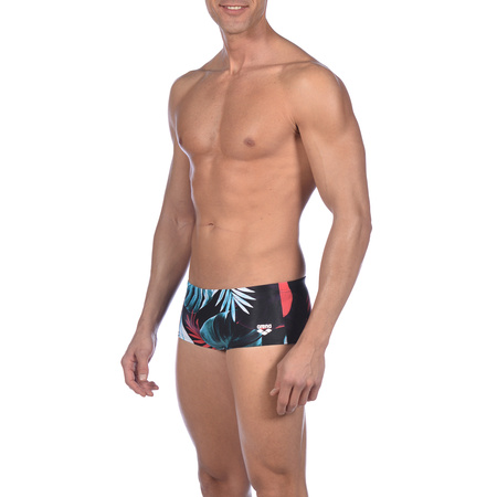Kąpielówki męskie chłopięce Arena Men's Boy's Tropical Leaves Low Waist Short Black Multi