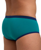 Kąpielówki slipy męskie Arena Men's One 12cm Briefs Big Logo Green Lake Navy