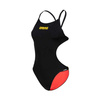 Strój kąpielowy damski Arena Women's Rule Breaker Hooked Rev Swimsuit Black Fluo Red