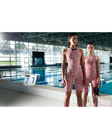 Strój startowy damski Arena Women's Powerskin ST Next Open Back Limited Edition Leopard Skin Geranium