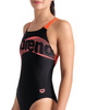 Strój kąpielowy damski Arena Women's Wake Swim Pro Back Black Calypso Coral