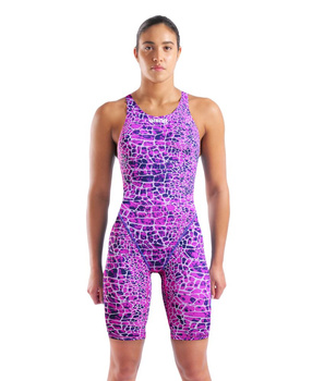 Strój startowy damski Arena Women's Powerskin ST Next Le Open Back Snake Pink