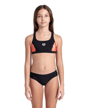 Strój kąpielowy dziewczęcy Arena Girl's Thrice Two Pieces Black Calypso Coral White