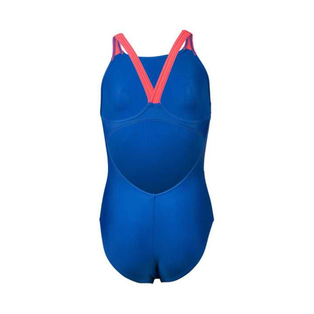 Strój kąpielowy dziewczęcy Arena Girls Swimsuit V Back Graphic Royal Fluo Red