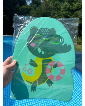 Deska i okularki do pływania treningowe na basen dla dzieci Crocodile Green