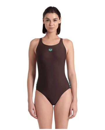 Strój kąpielowy damski Arena Women's Icons Swimsuit Racer Back Solid Sepia Water
