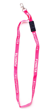 Funkita smycz na klucze Lanyard fuchsia-white Zestaw 10szt #ILOVEFUNKITA