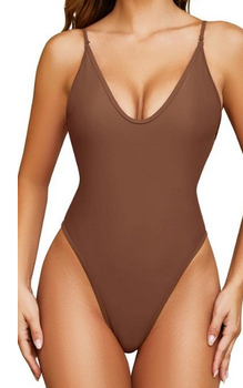 Strój kąpielowy jednoczęściowy damski na basen Shekini Thong V Brown