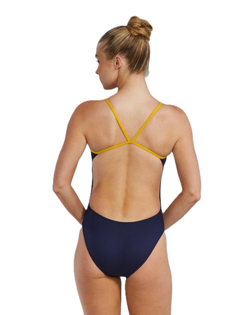 Strój kąpielowy damski na basen Tyr Hexa Cutoutfit Navy Orange