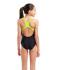 Dziewczęcy strój kąpielowy jednoczęściowy Arena Girl's Sound Track Swimsuit Swim P Black-Artic Lime