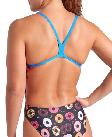 Damski strój kąpielowy jednoczęściowy Arena Women's Donuts Swimsuit Challenge Black Multi Blue River