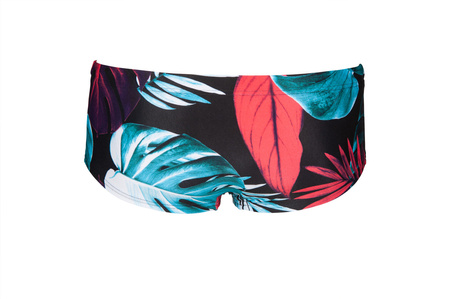 Kąpielówki męskie chłopięce Arena Men's Boy's Tropical Leaves Low Waist Short Black Multi