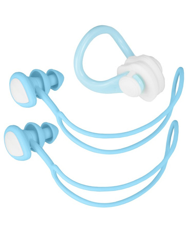 Zestaw akcesoriów pływackich Aqua-Sport zatyczki do uszu i klips na nos Zen Blue