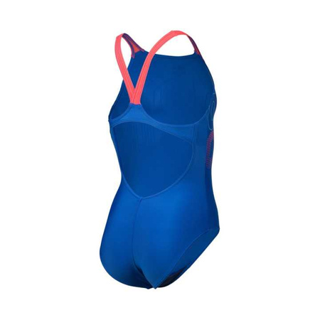 Strój kąpielowy dziewczęcy Arena Girls Swimsuit V Back Graphic Royal Fluo Red