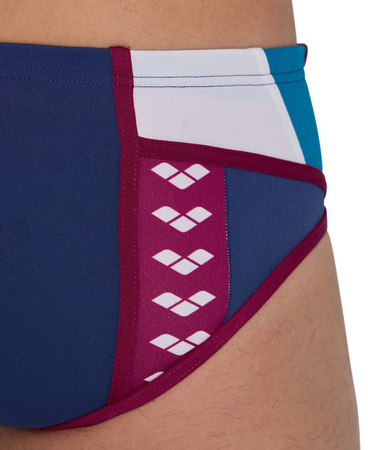 Kąpielówki slipy męskie Arena Men's Icons Briefs Panel Navy Blue Cosmo White Red