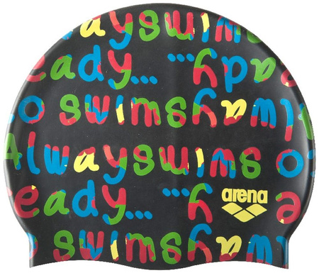 Czepek pływacki juniorski Arena Print Junior Log Black Multi