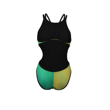 Strój kąpielowy damski Arena Women's One Double Cross Back Black Blue Cosmo Soft Green Multi