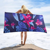 RĘCZNIK MIKROFIBRA BEACH TOWEL DWUSTRONNY EXTRA LARGE FLOWERS DESIGN - GREEN WHITE 178X80CM AM1364