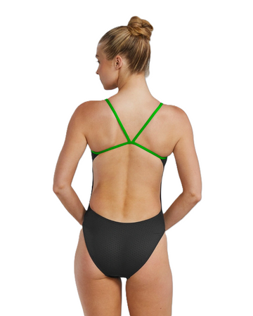 Strój kąpielowy damski na basen Tyr Hexa Cutoutfit Black Green