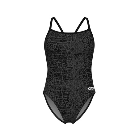 Strój kąpielowy damski Arena Women's Snakeskin Swimsuit Challenge Back Black Team Black
