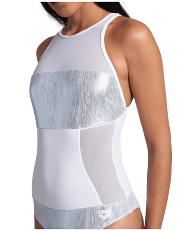 Strój kąpielowy damski Arena Women's Mesh Swim Pro Back Graphic White Multi