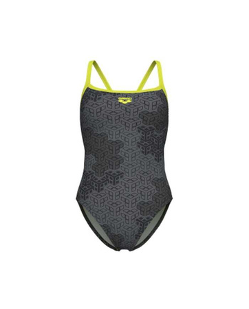 Strój kąpielowy damski Arena Women's Camo Kikko Challenge Back Green Multi