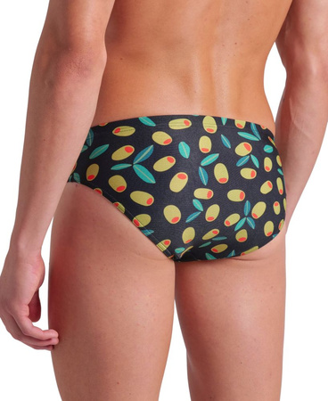 Kąpielówki slipy męskie Arena Men's Olives Swim Briefs Black-Multi 