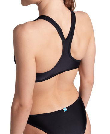 Strój kąpielowy damski Arena Women's Logo Brassiere Bikini Racer Back Asphalt Multi Black Black