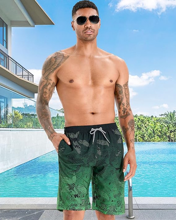 APTRO SZORTY MĘSKIE PLAŻOWE BLACK FIGURES GREEN AM1304 R.M