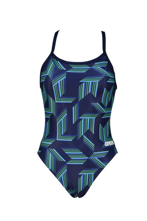Strój kąpielowy damski Arena Women's Puzzled Challenge Back One Piece Navy Soft Green Multi