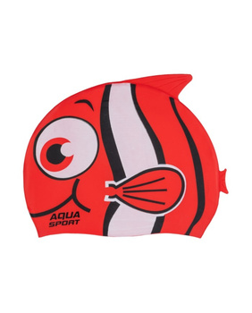 Czepek pływacki na basen dla dzieci Aqua-Sport Junior Fish Cap Red White