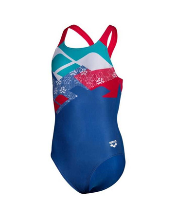 Strój kąpielowy dziewczęcy Arena Girl's Logo Kikko Pro Back Royal Freak Rose White