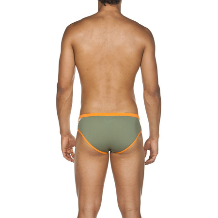 Kąpielówki slipy męskie Arena Men's Team Stripe Brief Army Tangerine