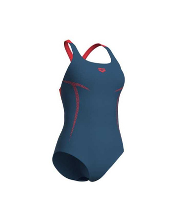 Strój kąpielowy damski Arena Women's Profile Pro Back Grey Blue Fluo Red