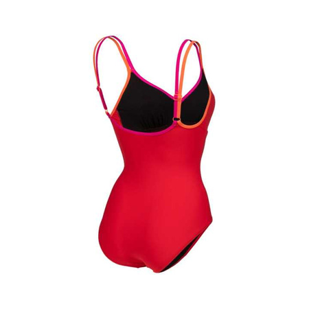 Strój kąpielowy damski Arena Women's Bodylift Elisabetta U Back Red Peonia Red Rose Violet