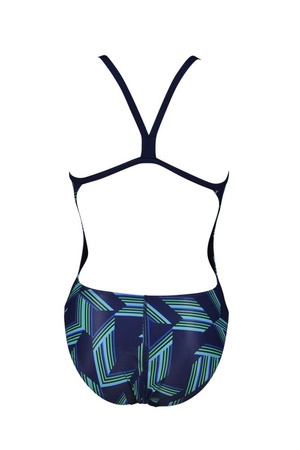 Strój kąpielowy damski Arena Women's Puzzled Challenge Back One Piece Navy Soft Green Multi