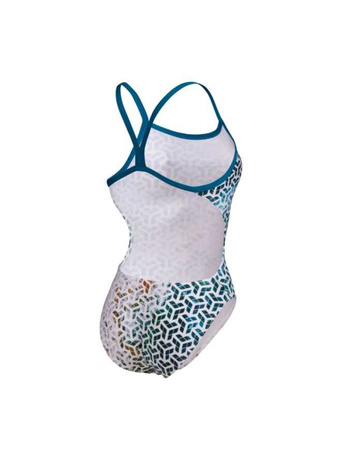 Strój kąpielowy damski Arena Women's Planet Water Swimsuit Challenge Back Blue Cosmo White Multi