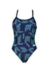 Strój kąpielowy damski Arena Women's Puzzled Challenge Back One Piece Navy Soft Green Multi