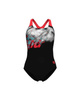 Strój kąpielowy damski Arena Women's Splash Point Black Fluo Red