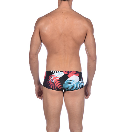 Kąpielówki męskie chłopięce Arena Men's Boy's Tropical Leaves Low Waist Short Black Multi
