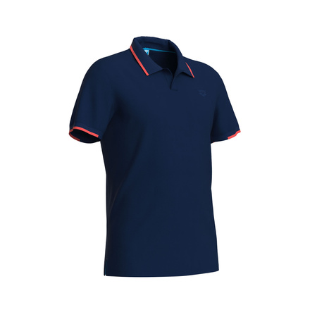 Koszulka T-shirt męski Arena Poloshirt Trim Cotton Piquet Navy Calypso Coral