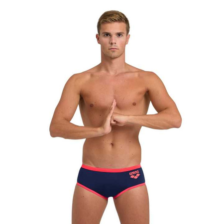 Slipy kąpielowe męskie Arena Men's One Briefs Swim Logo Big Logo Navy Fluo Red